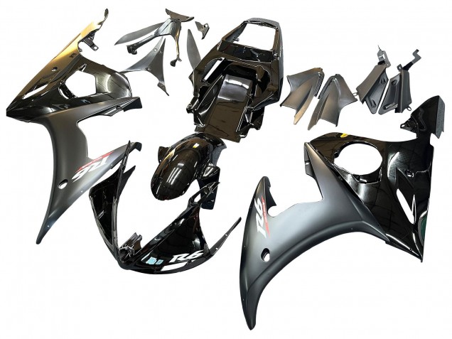 2005 Yamaha YZF 600 R6 Motorcycle Fairings - Glossy Black Matte Black Gold UK