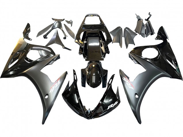 2005 Yamaha YZF 600 R6 Motorcycle Fairings - Glossy Black Matte Black Gold UK