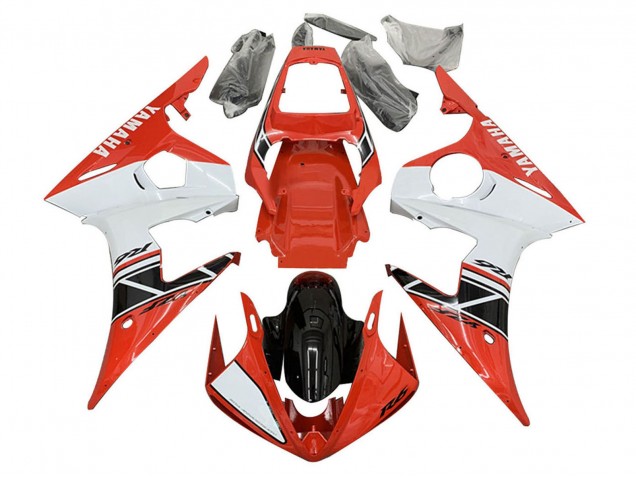 2005 Yamaha YZF 600 R6 Motorcycle Fairings - White Red Glossy Black UK