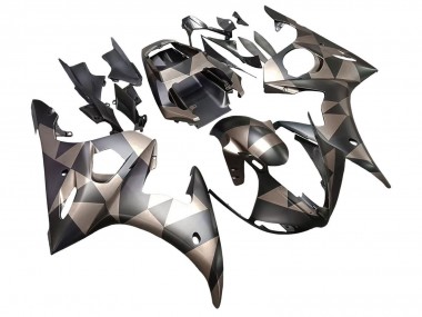 Best 2005 Yamaha YZF 600 R6 Motorcycle Fairings - Matte Black Grey Geometric UK