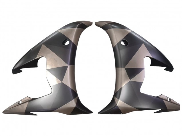 2005 Yamaha YZF 600 R6 Motorcycle Fairings - Matte Black Grey Geometric UK