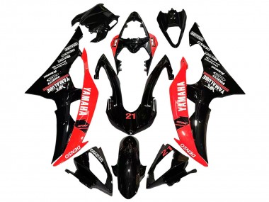 Best 2008-2016 Yamaha YZF 600 R6 Motorcycle Fairings - Red Glossy Black DENSO Yamalube 21 UK