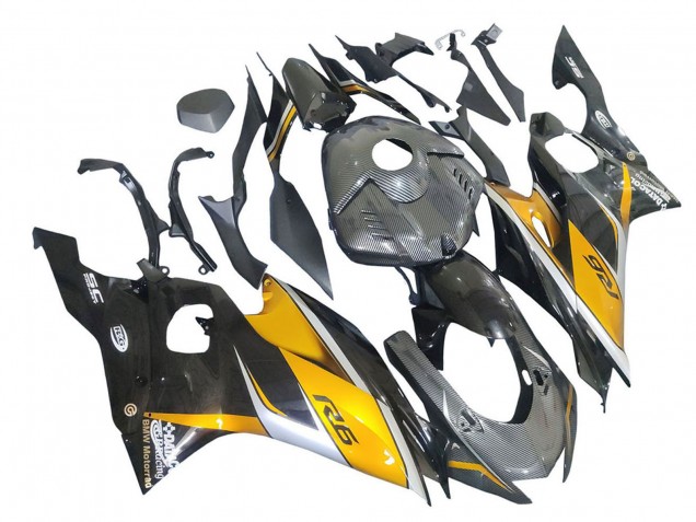 2017-2023 Yamaha YZF 600 R6 Motorcycle Fairings - Gold Black Carbon Fiber UK