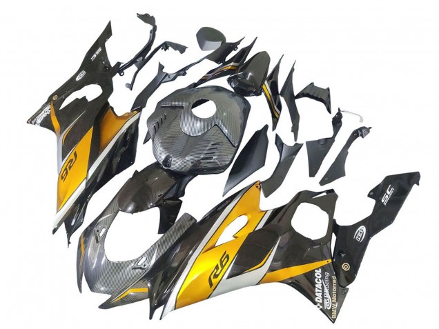 2017-2023 Yamaha YZF 600 R6 Motorcycle Fairings - Gold Black Carbon Fiber UK
