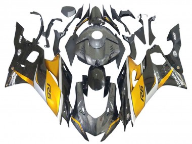 Best 2017-2023 Yamaha YZF 600 R6 Motorcycle Fairings - Gold Black Carbon Fiber UK