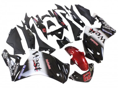 Best 2011-2015 Honda CBR250RR Motorcycle Fairings - Glossy Black White West Red HRC 62 UK
