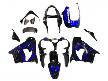 Best 2000-2001 Kawasaki ZX9R Motorcycle Fairings - Glossy Black Blue Flame White UK