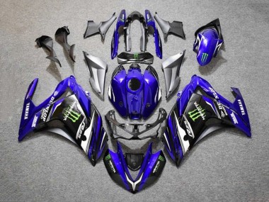Best 2015-2018 Yamaha YZF R3/R25 Motorcycle Fairings - Blue Silver Black Monster UK