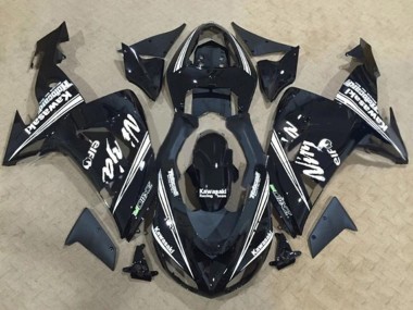Best 2006-2007 Kawasaki ZX10R Motorcycle Fairings - Glossy Black White Stripe Elf UK