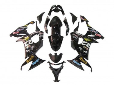 Best 2008-2010 Kawasaki ZX10R Motorcycle Fairings - Glossy Black Blue Yellow Monster UK