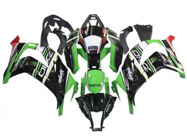 Best 2011-2015 Kawasaki ZX10R Motorcycle Fairings - Green Black White Red Stripe Monster UK