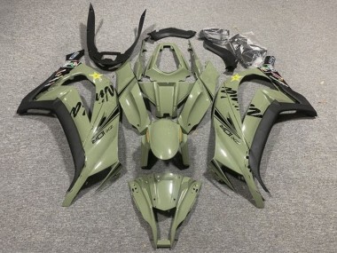 Best 2011-2015 Kawasaki ZX10R Motorcycle Fairings - Dark Army Green Black Yellow Star UK