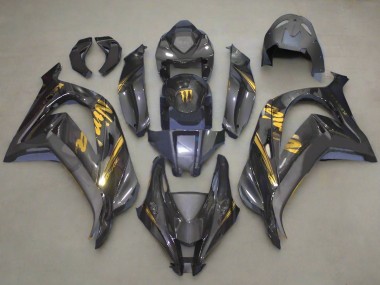 Best 2016-2020 Kawasaki ZX10R Motorcycle Fairings - Faux Carbon Fiber Gold UK