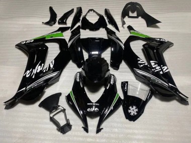 Best 2016-2020 Kawasaki ZX10R Motorcycle Fairings - Glossy Black White Green Stripe Snow UK