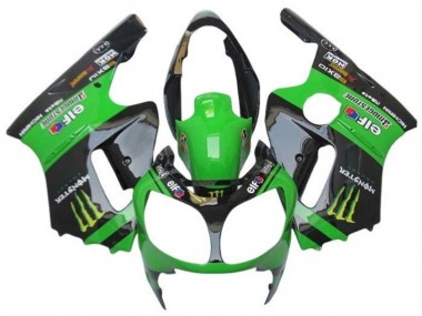 Best 2000-2001 Kawasaki ZX12R Motorcycle Fairings - Green Black Yellow Elf Monster UK