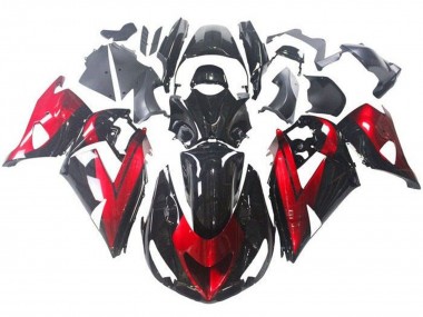Best 2006-2011 Kawasaki ZX14R ZZR1400 Motorcycle Fairings - Red Glossy Black UK
