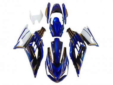 Best 2012-2024 Kawasaki ZX14R ZZR1400 Motorcycle Fairings - White Gold Blue Black Stripe UK