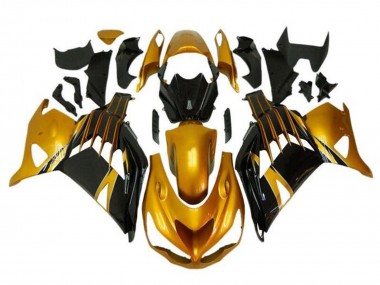 Best 2012-2024 Kawasaki ZX14R ZZR1400 Motorcycle Fairings - Gold Glossy Black UK