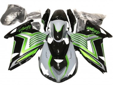 Best 2012-2024 Kawasaki ZX14R ZZR1400 Motorcycle Fairings - White Green Glossy Black UK