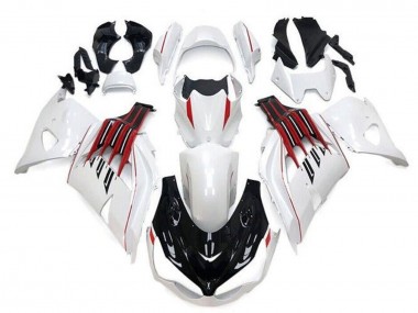 Best 2012-2024 Kawasaki ZX14R ZZR1400 Motorcycle Fairings - White Black Red Stripe UK