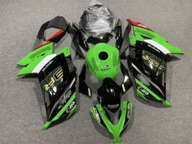 Best 2013-2024 Kawasaki EX300 Motorcycle Fairings - Green White Black Red Elf UK