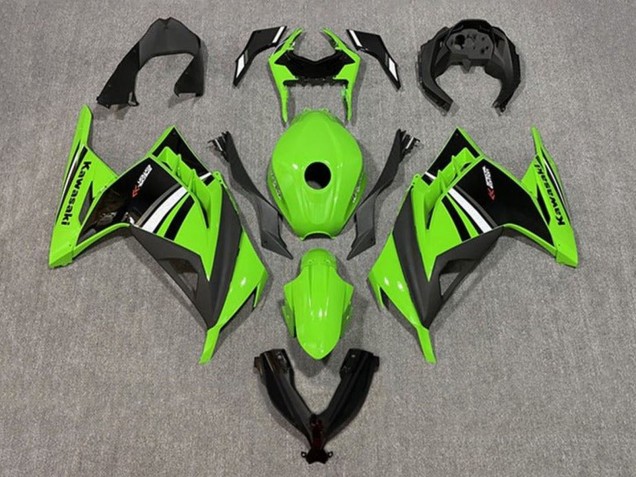 2013-2024 Kawasaki EX300 Motorcycle Fairing - Green White Black Stripe UK