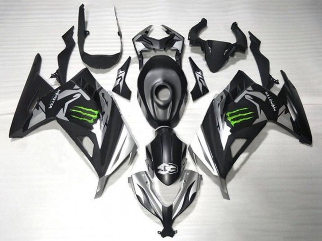 2013-2024 Kawasaki EX300 Motorcycle Fairings - Matte Black Silver Green Monster UK