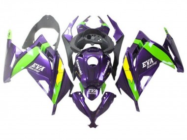 Best 2013-2024 Kawasaki EX300 Motorcycle Fairings - Purple Green Yellow Eva Racing UK