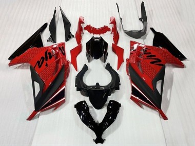 Best 2013-2024 Kawasaki EX300 Motorcycle Fairings - Red Black White Stripe UK