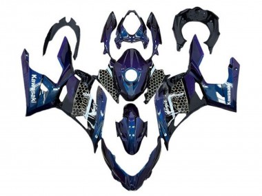 Best 2018-2024 Kawasaki Ninja 400 Motorcycle Fairings - Blue White Honeycomb UK