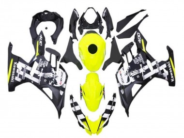 Best 2018-2024 Kawasaki Ninja 400 Motorcycle Fairings - Yellow Black White Skull UK