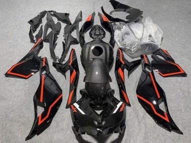 Best 2019-2025 Kawasaki ZX25R ZX-25R Motorcycle Fairings - Black Faux Carbon Fiber Red UK