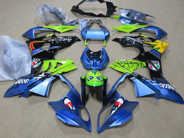 2009-2014 BMW S1000RR Motorcycle Fairings - Blue Green Black Shark UK