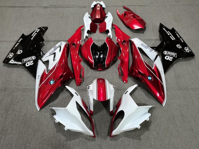 2009-2014 BMW S1000RR Motorcycle Fairings - White Red Glossy Black Castrol UK