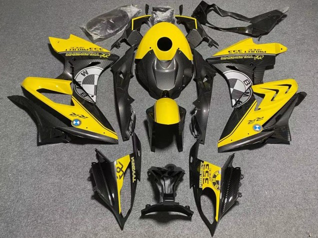 2019-2022 BMW S1000RR Motorcycle Fairings - Yellow Faux Carbon Fiber UK