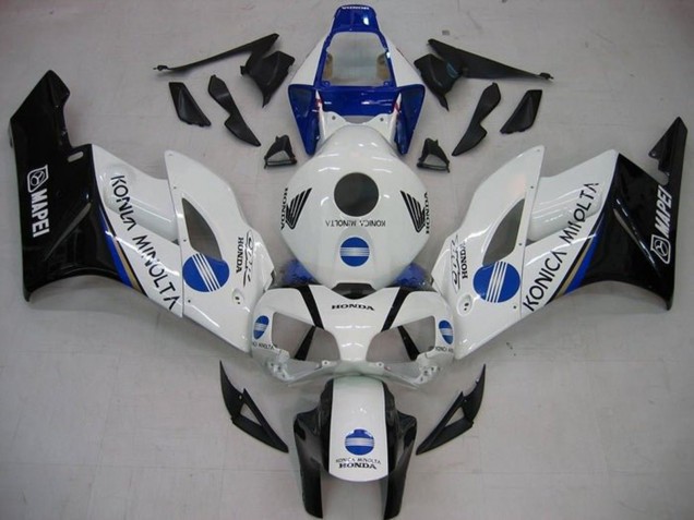 2004-2005 Honda CBR1000RR Motorcycle Fairings - White Blue Glossy Black Konica Minolta UK