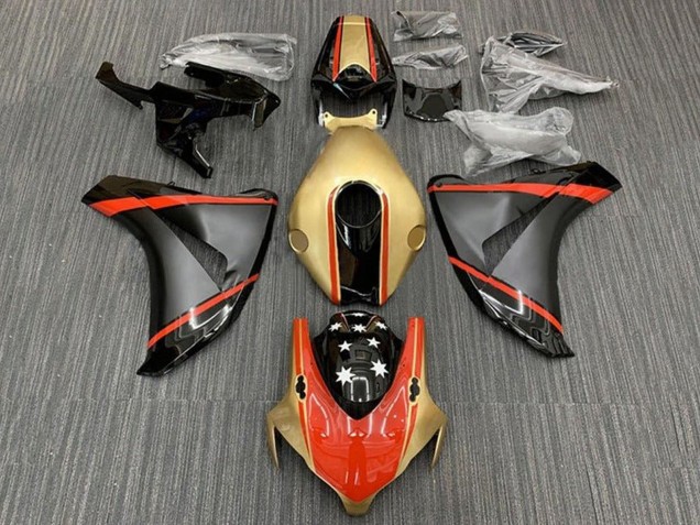 2008-2011 Honda CBR1000RR Motorcycle Fairings - Gold Red Matte Black Star UK