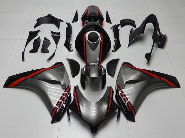 2008-2011 Honda CBR1000RR Motorcycle Fairings - Grey Red Glossy Black Stripe UK
