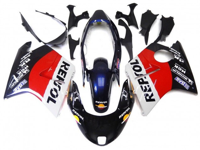 1996-2007 Honda CBR1100XX Blackbird Motorcycle Fairings - Red White Blue Glossy Black Repsol UK