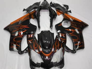 Best 2004-2007 Honda CBR600 F4i Motorcycle Fairings - Glossy Black Orange Flame UK