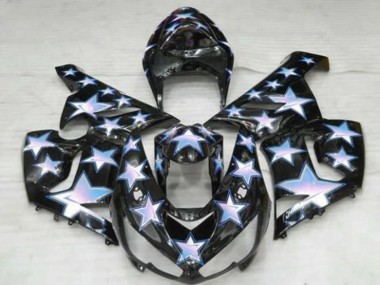 Best 2005-2006 Kawasaki ZX6R Motorcycle Fairings - Black Blue White Star UK