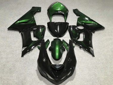 Best 2005-2006 Kawasaki ZX6R Motorcycle Fairings - Green Glossy Black UK
