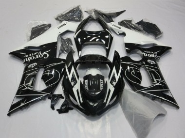 Best 2005-2006 Kawasaki ZX6R Motorcycle Fairings - Glossy Black White Corona Extra Tribal UK