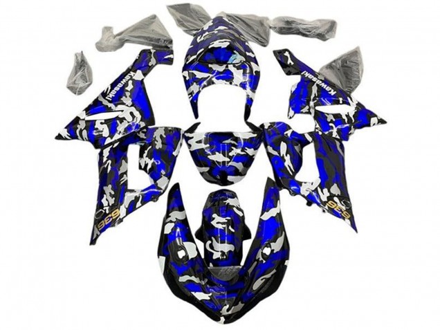2005-2006 Kawasaki ZX6R Motorcycle Fairings - Blue Camouflage UK