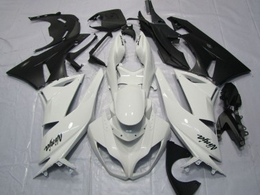 Best 2009-2012 Kawasaki ZX6R Motorcycle Fairings - White Matte Black UK