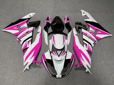 Best 2009-2012 Kawasaki ZX6R Motorcycle Fairings - White Pink Black UK