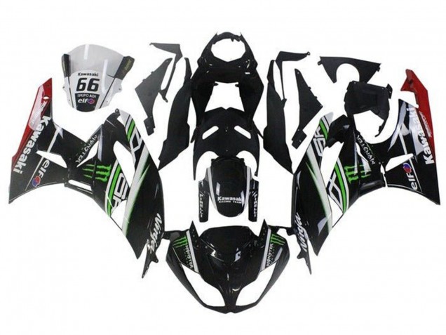 2009-2012 Kawasaki ZX6R Motorcycle Fairings - Glossy Black White Green Red Elf Monster UK