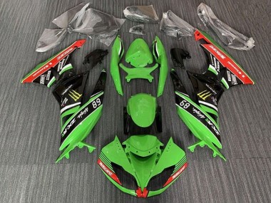 Best 2009-2012 Kawasaki ZX6R Motorcycle Fairings - Green Glossy Black Red Yellow Monster Motocard UK