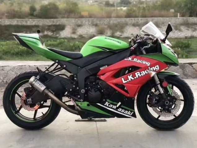 2009-2012 Kawasaki ZX6R Motorcycle Fairings - Green Red Black White L.K. Racing UK