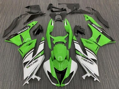 Best 2009-2012 Kawasaki ZX6R Motorcycle Fairings - Green White Black Stripe UK